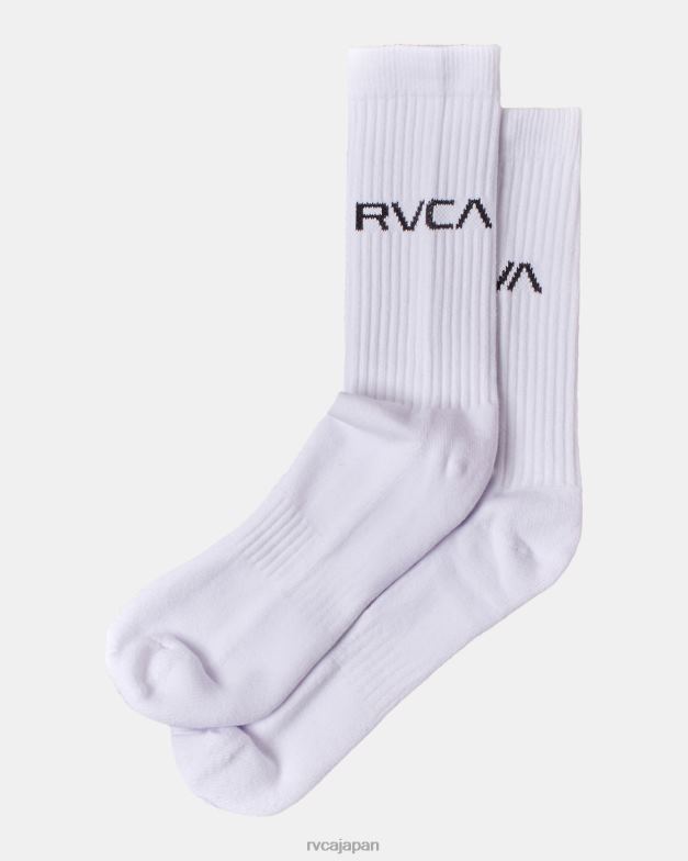アクセサリー TP8J652 白 RVCA ユニセックス ベーシックロゴクルーソックス 2 パック