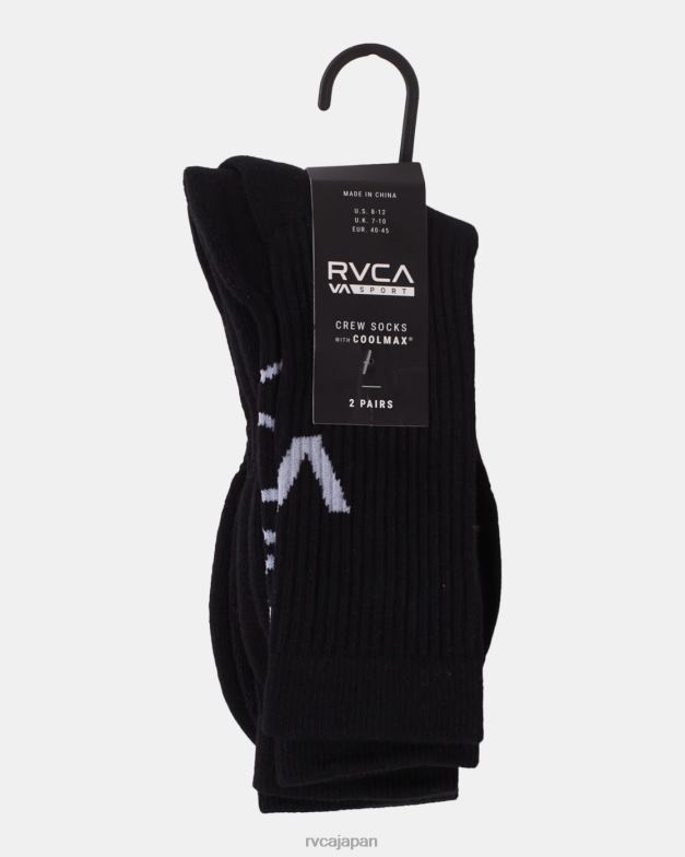 アクセサリー TP8J657 黒 RVCA ユニセックス スポーツベントクッションクルーソックス 2 パック
