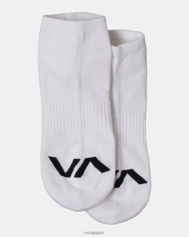 アクセサリー TP8J666 白 RVCA ユニセックス スポーツロゴ スーパー ノーショー ソックス 3 パック