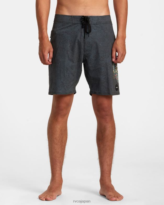 ボトムス TP8J76 黒 RVCA ユニセックス ネオンドラゴン エラスティック ボードショーツ 18