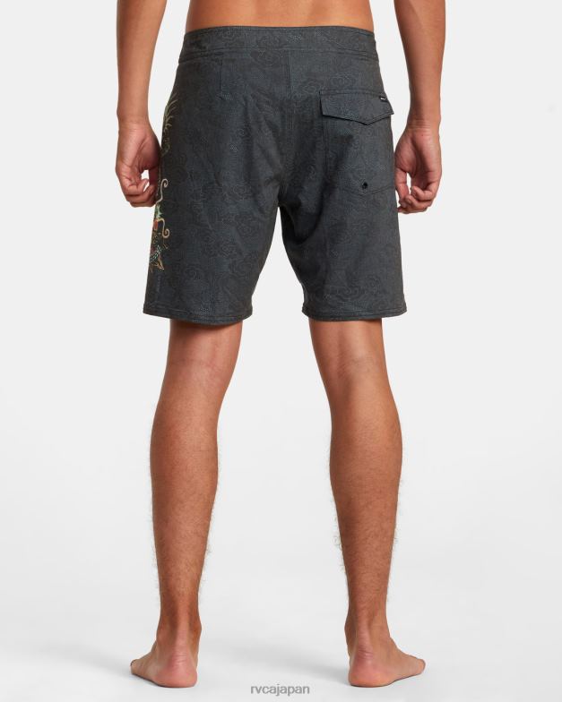 ボトムス TP8J76 黒 RVCA ユニセックス ネオンドラゴン エラスティック ボードショーツ 18