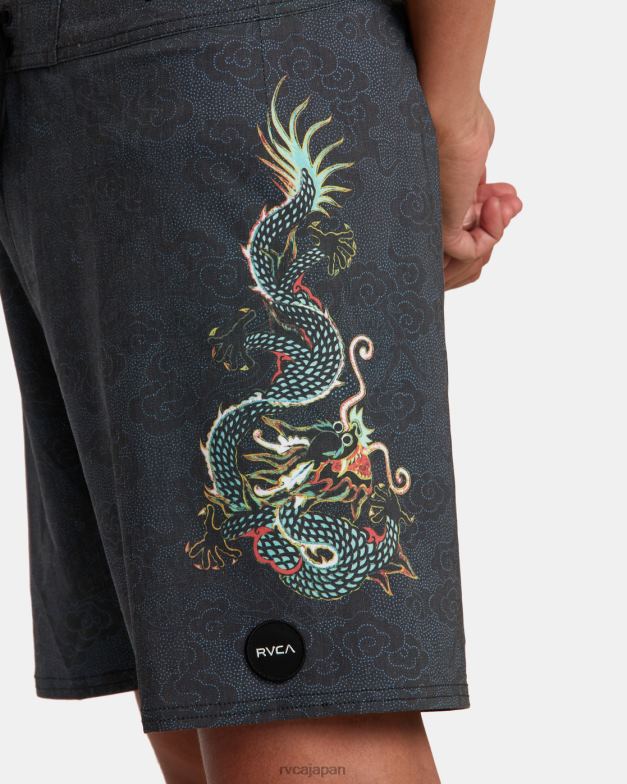 ボトムス TP8J76 黒 RVCA ユニセックス ネオンドラゴン エラスティック ボードショーツ 18