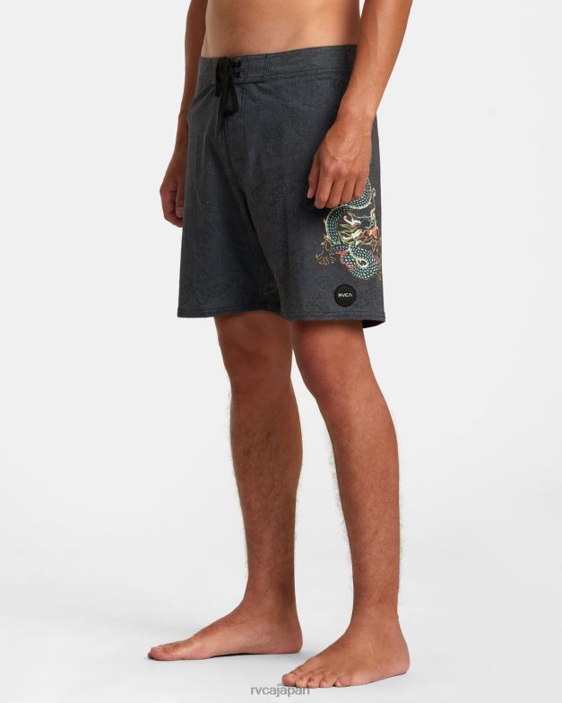 ボトムス TP8J76 黒 RVCA ユニセックス ネオンドラゴン エラスティック ボードショーツ 18