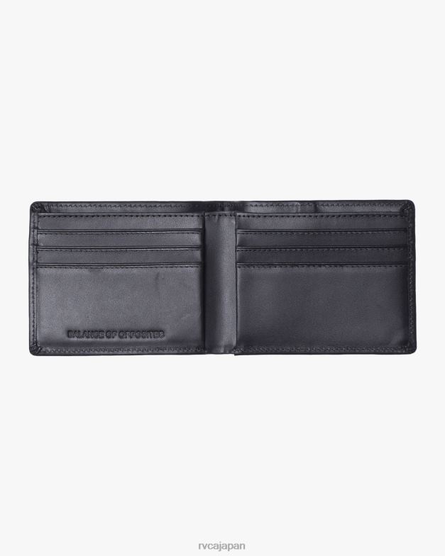 アクセサリー TP8J779 黒 RVCA 男性 シダー二つ折りレザーウォレット
