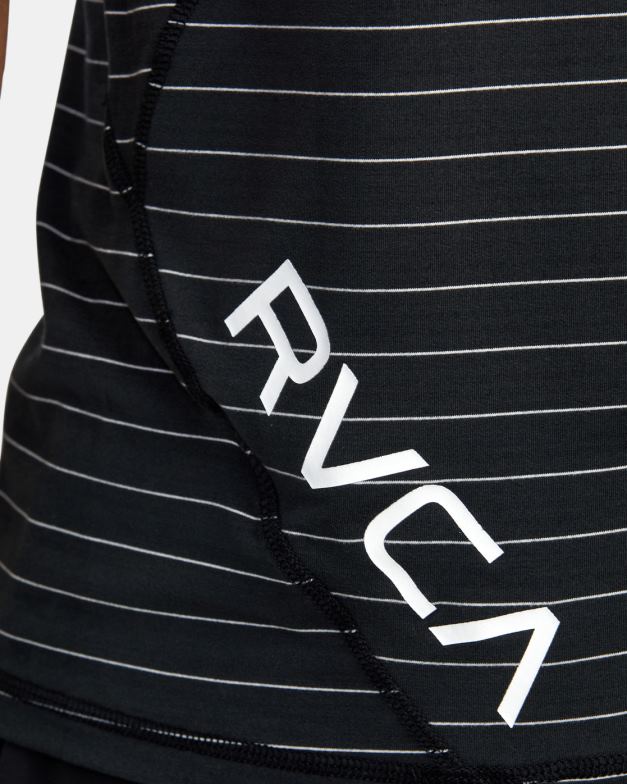 衣類 TP8J784 黒 RVCA 男性 スポーツベントストライプテクニカルショートスリーブトップ