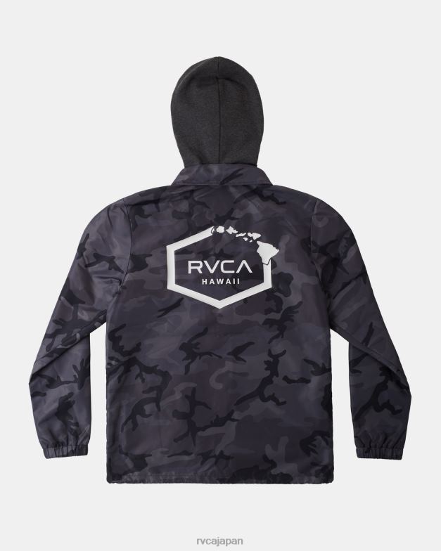 衣類 TP8J795 ブラックカモ RVCA 男性 アイランドヘックス フード付きコーチジャケット