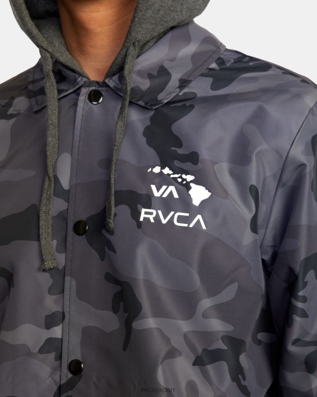 衣類 TP8J795 ブラックカモ RVCA 男性 アイランドヘックス フード付きコーチジャケット