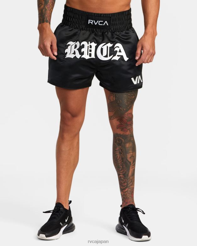衣類 TP8J843 黒 RVCA 男性 ムエタイ MOD 伸縮性ウエスト ボクシング ショーツ 15