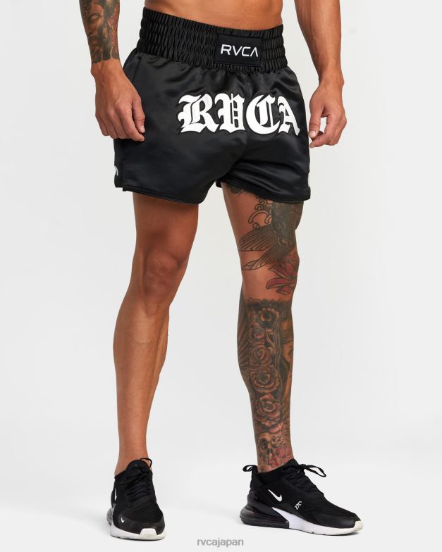 衣類 TP8J843 黒 RVCA 男性 ムエタイ MOD 伸縮性ウエスト ボクシング ショーツ 15