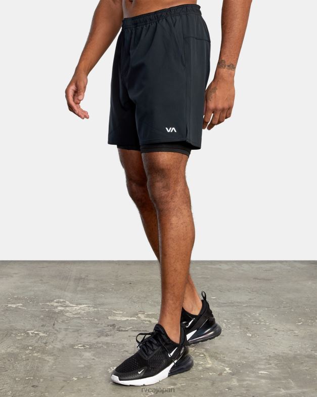 衣類 TP8J845 ブラックマルチ RVCA 男性 ヨガートレイン 2-in-1 伸縮性ウエスト ワークアウト ショーツ 17