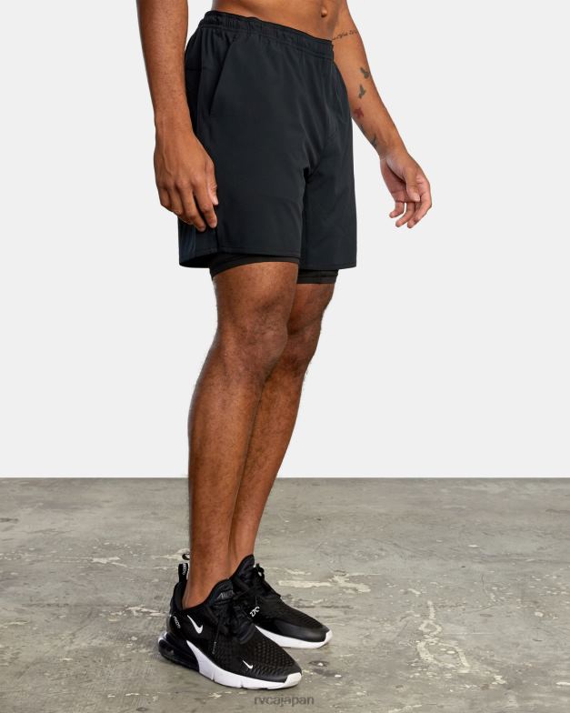 衣類 TP8J845 ブラックマルチ RVCA 男性 ヨガートレイン 2-in-1 伸縮性ウエスト ワークアウト ショーツ 17