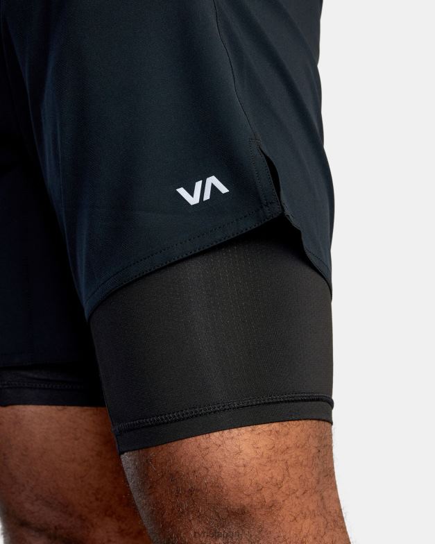 衣類 TP8J845 ブラックマルチ RVCA 男性 ヨガートレイン 2-in-1 伸縮性ウエスト ワークアウト ショーツ 17