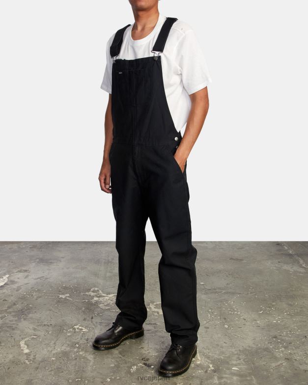 衣類 TP8J894 黒 RVCA 男性 チェーンメイル リラックスフィット オーバーオール