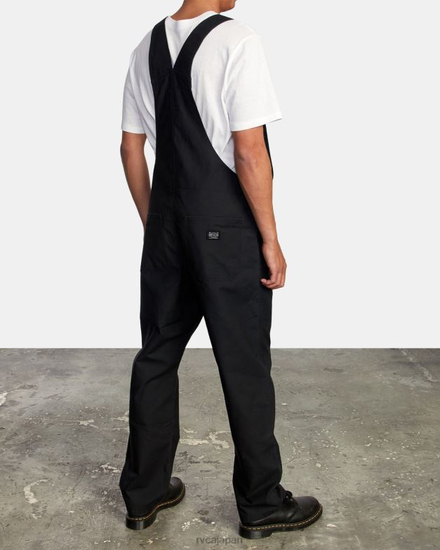 衣類 TP8J894 黒 RVCA 男性 チェーンメイル リラックスフィット オーバーオール