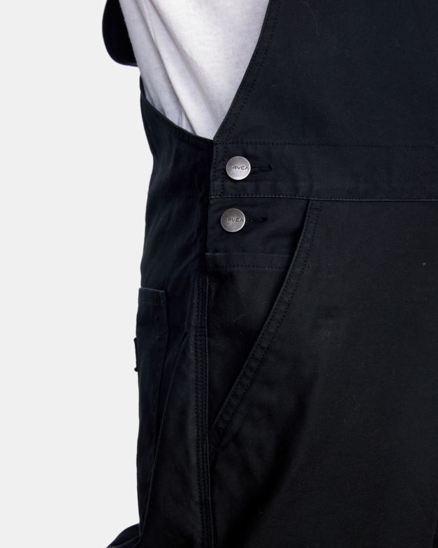 衣類 TP8J894 黒 RVCA 男性 チェーンメイル リラックスフィット オーバーオール