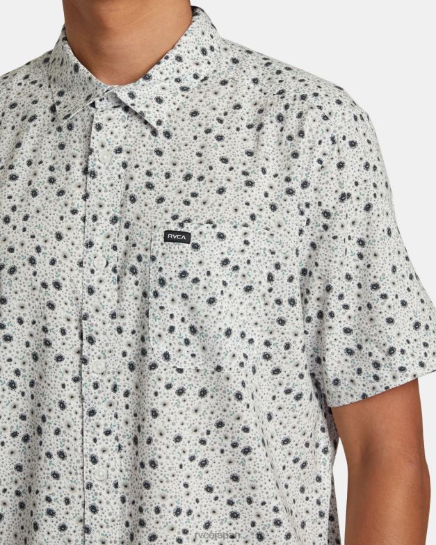 衣類 TP8J91 白 RVCA 男性 イングリッシュローズ半袖シャツ