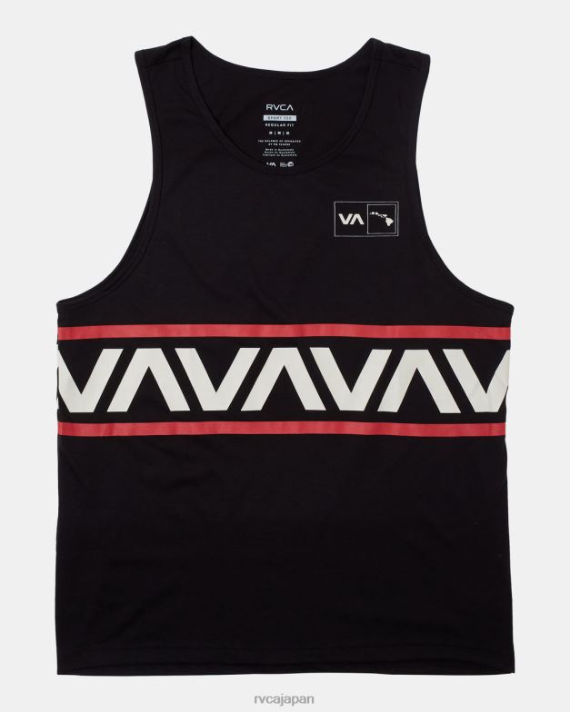 衣類 TP8J940 黒 RVCA 男性 ハワイのバンド付きタンクTシャツ