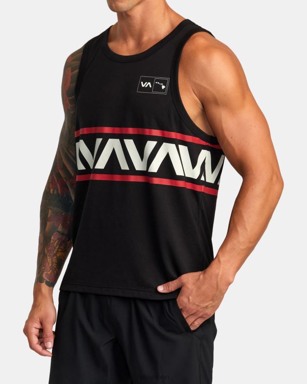 衣類 TP8J940 黒 RVCA 男性 ハワイのバンド付きタンクTシャツ