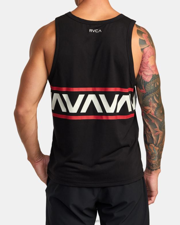 衣類 TP8J940 黒 RVCA 男性 ハワイのバンド付きタンクTシャツ