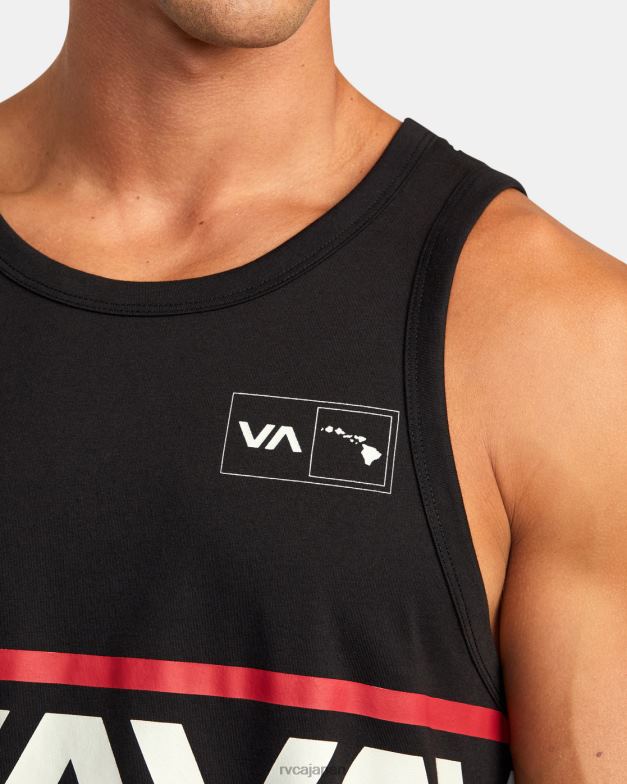 衣類 TP8J940 黒 RVCA 男性 ハワイのバンド付きタンクTシャツ