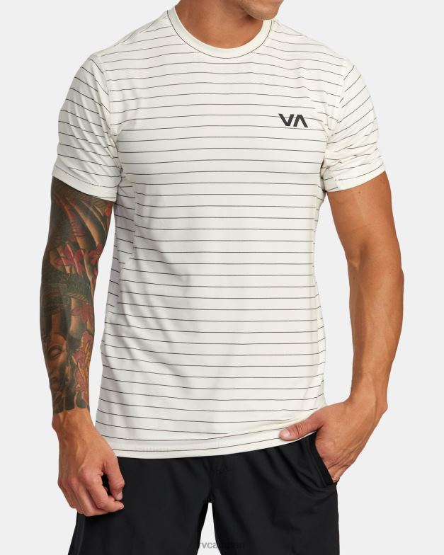 衣類 TP8J958 オフホワイト RVCA 男性 スポーツベントストライプテクニカルショートスリーブトップ