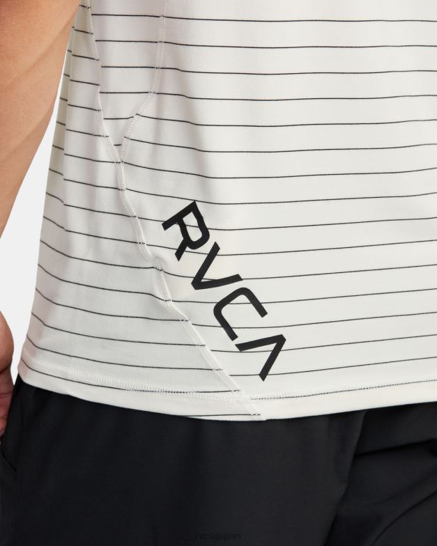 衣類 TP8J958 オフホワイト RVCA 男性 スポーツベントストライプテクニカルショートスリーブトップ