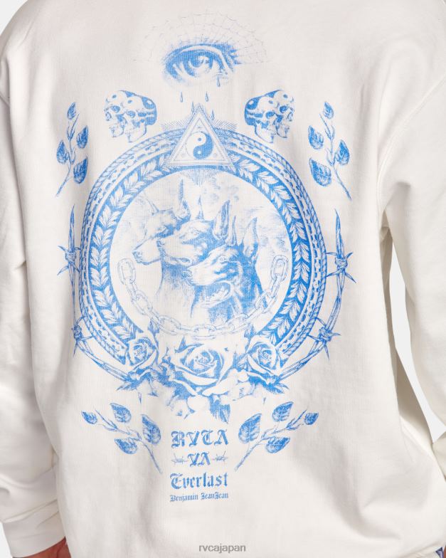 衣類 TP8J96 オフホワイト RVCA 男性 Everlast x Benjamin ジャンジャン パーカー
