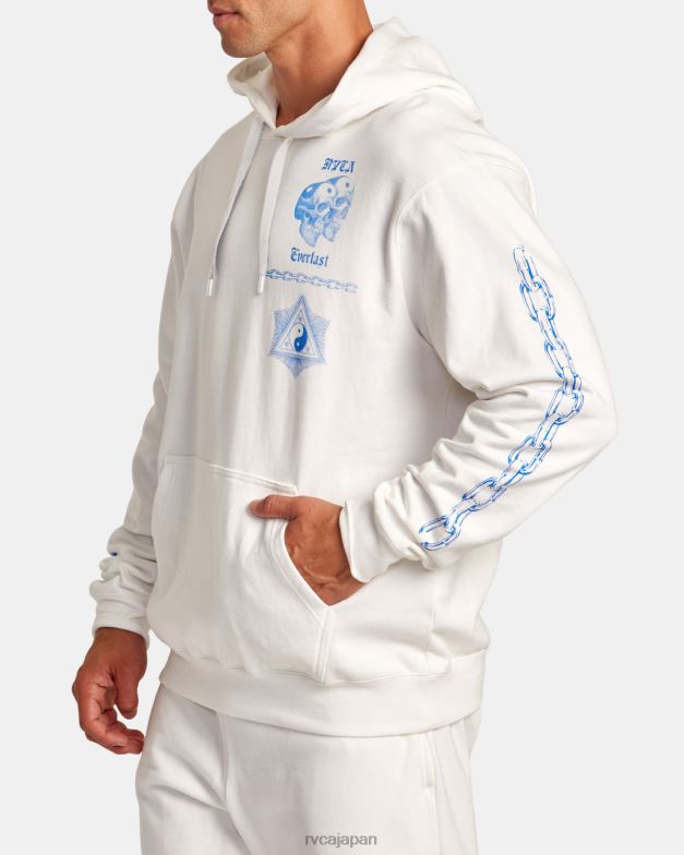 衣類 TP8J96 オフホワイト RVCA 男性 Everlast x Benjamin ジャンジャン パーカー