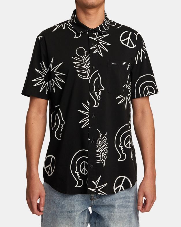 衣類 TP8J991 黒 RVCA 男性 エニタイム半袖シャツ