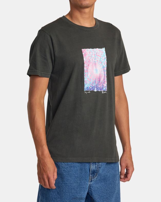 衣類 TP8J102 海賊黒 RVCA 男性 コリン・サシンガム サグウェブ Tシャツ