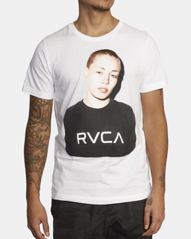衣類 TP8J1046 白 RVCA 男性 VAスポーツ×ローズフォト半袖Tシャツ