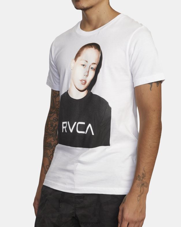 衣類 TP8J1046 白 RVCA 男性 VAスポーツ×ローズフォト半袖Tシャツ