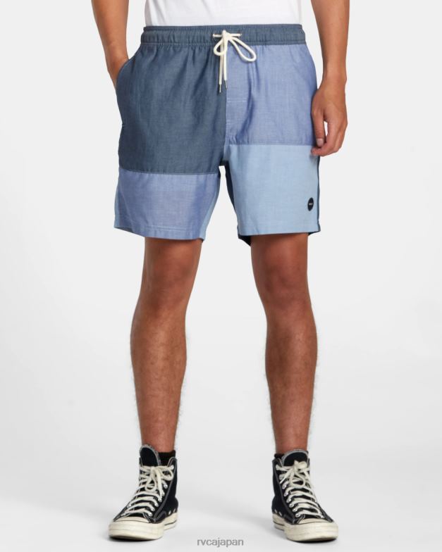 衣類 TP8J107 青 RVCA 男性 パッチワークエラスティック17エラスティックショーツ