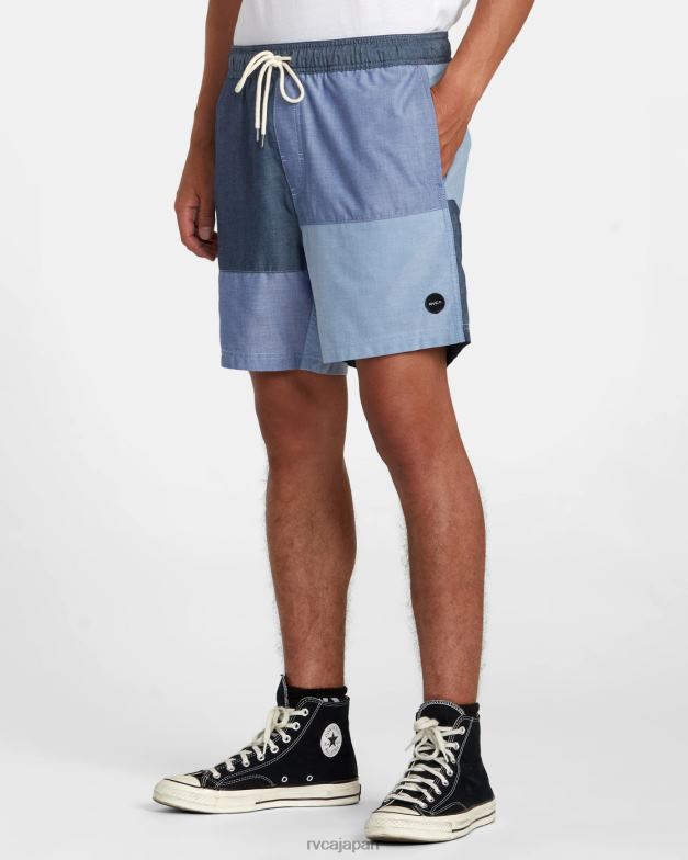 衣類 TP8J107 青 RVCA 男性 パッチワークエラスティック17エラスティックショーツ