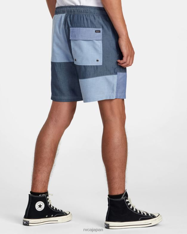 衣類 TP8J107 青 RVCA 男性 パッチワークエラスティック17エラスティックショーツ
