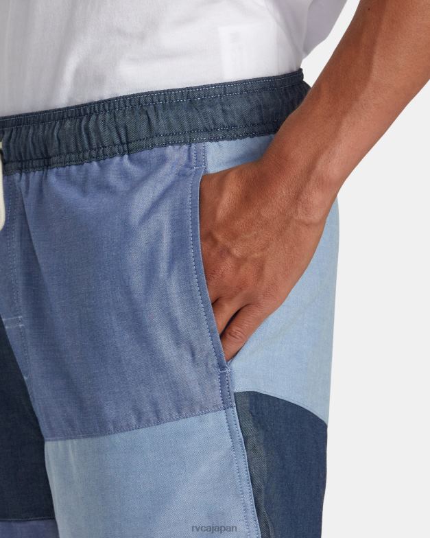 衣類 TP8J107 青 RVCA 男性 パッチワークエラスティック17エラスティックショーツ