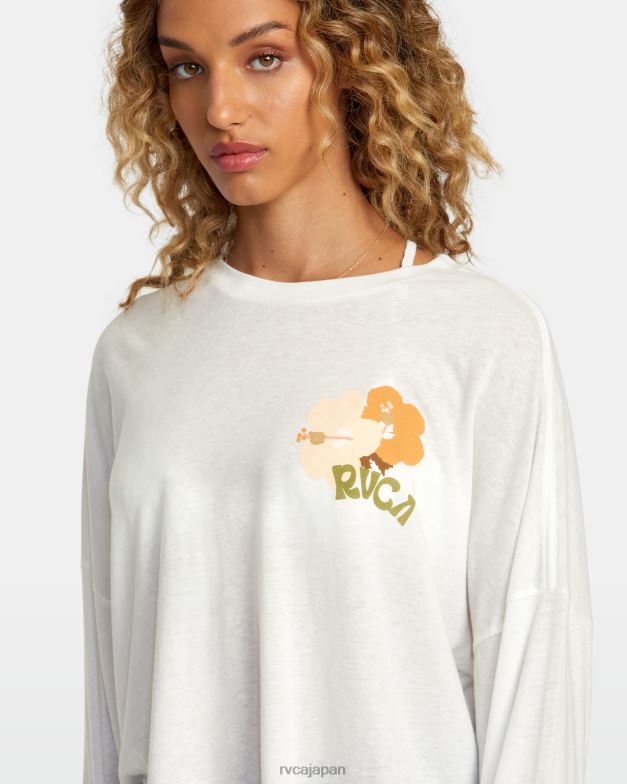衣類 TP8J1114 ヴィンテージホワイト RVCA 女性 レトロなハイビスカス長袖Tシャツ
