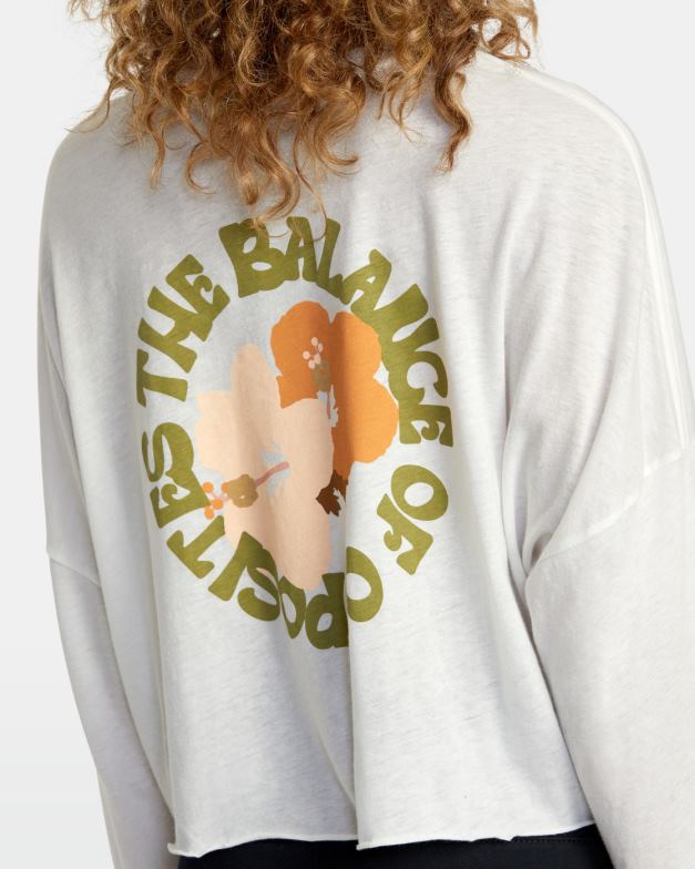 衣類 TP8J1114 ヴィンテージホワイト RVCA 女性 レトロなハイビスカス長袖Tシャツ