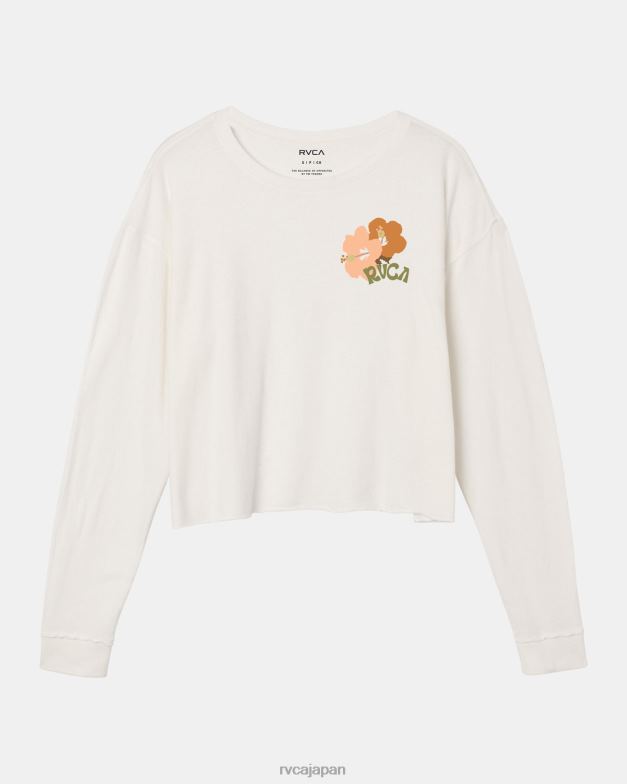 衣類 TP8J1114 ヴィンテージホワイト RVCA 女性 レトロなハイビスカス長袖Tシャツ