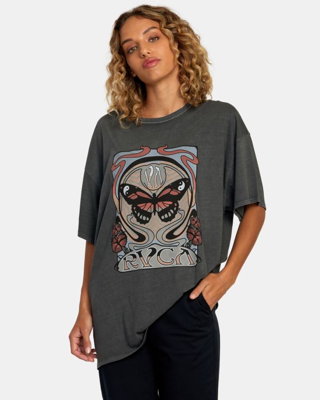 衣類 TP8J1115 海賊黒 RVCA 女性 ヌーボーTシャツ