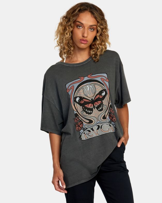 衣類 TP8J1115 海賊黒 RVCA 女性 ヌーボーTシャツ