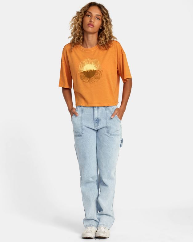 衣類 TP8J1173 タンジェリン RVCA 女性 日食Tシャツ