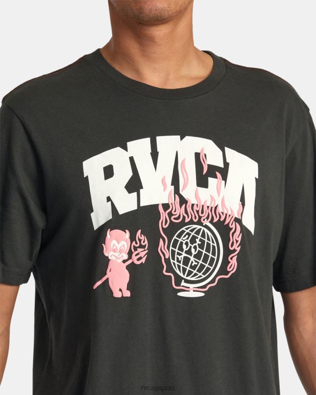 衣類 TP8J126 海賊黒 RVCA 男性 拘留Tシャツ