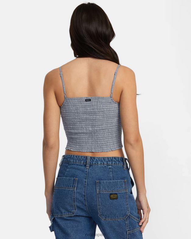 衣類 TP8J1270 ブルーグレー RVCA 女性 千鳥格子リバイバルクロップドタンクトップ