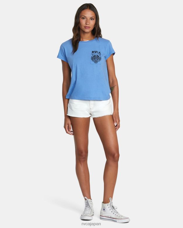 衣類 TP8J1276 青い向こう RVCA 女性 ヘリテージショートスリーブTシャツ