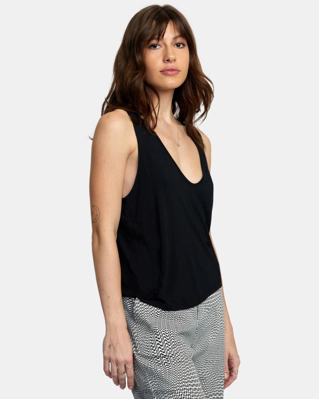 衣類 TP8J1277 本当の黒 RVCA 女性 ミントタンクトップ