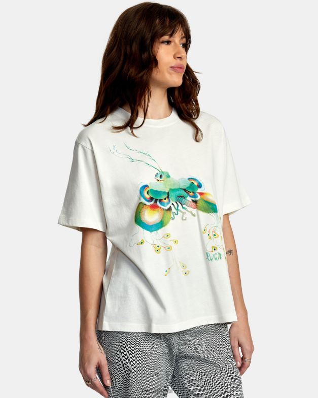 衣類 TP8J1336 ヴィンテージホワイト RVCA 女性 フライガイエニデイ Tシャツ