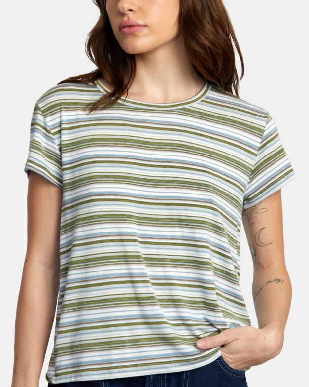 衣類 TP8J1337 波しぶき RVCA 女性 リセス 3 クルーネック T シャツ