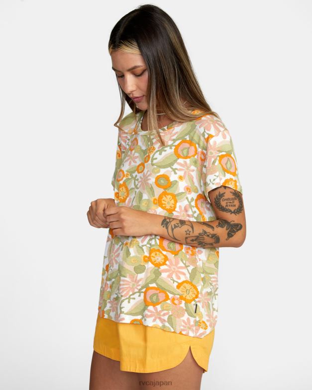 衣類 TP8J1339 マリーゴールド RVCA 女性 リセス 3 クルーネック T シャツ