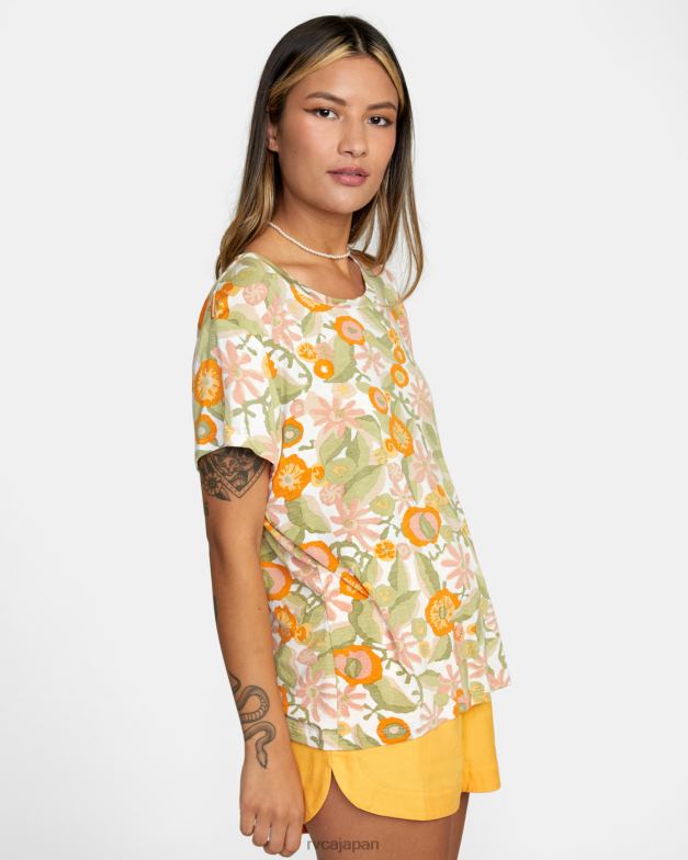 衣類 TP8J1339 マリーゴールド RVCA 女性 リセス 3 クルーネック T シャツ